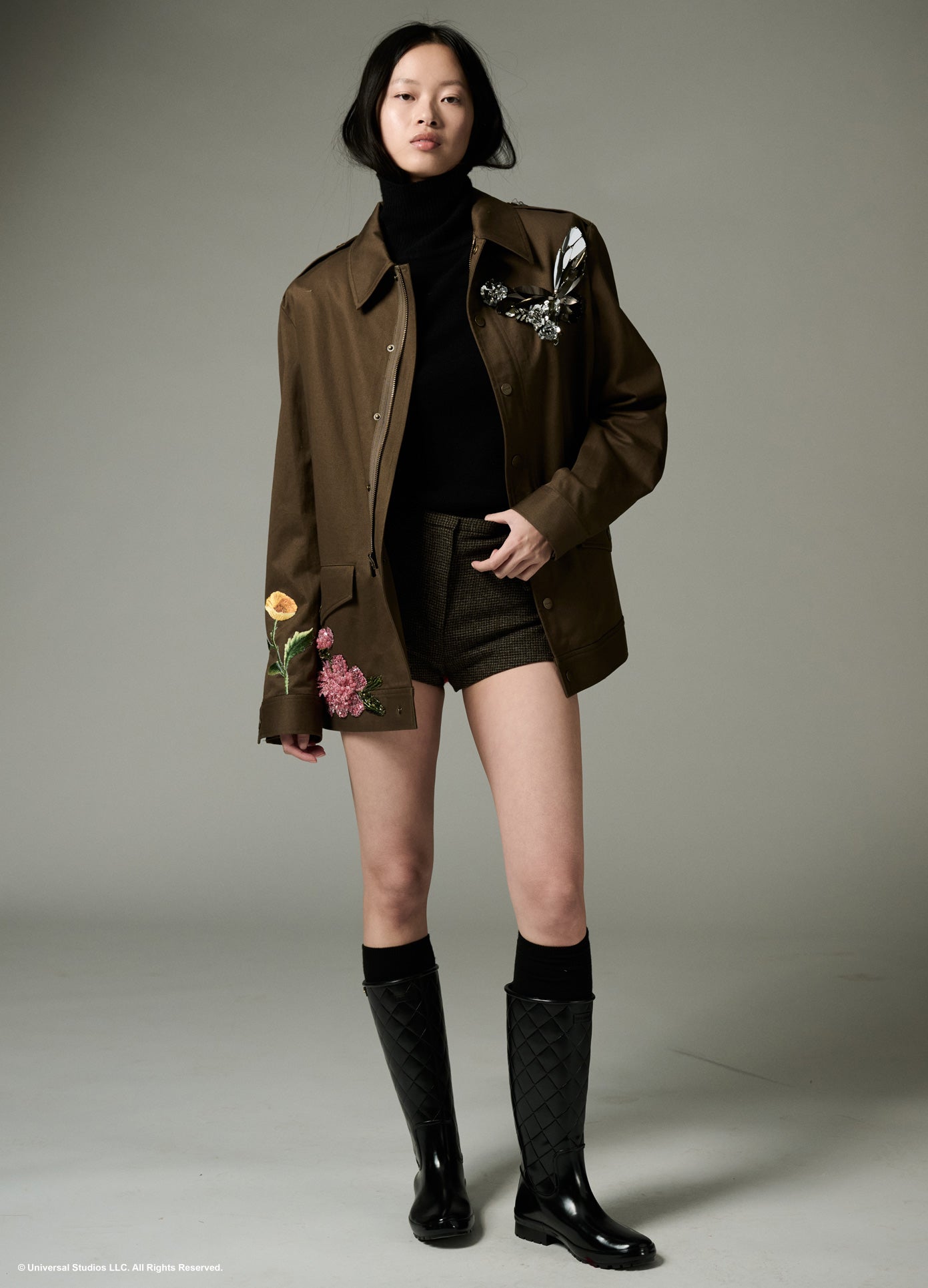 MONSE x Wicked Collaboration The Alchemy Jacket in olive on model alternate full front view