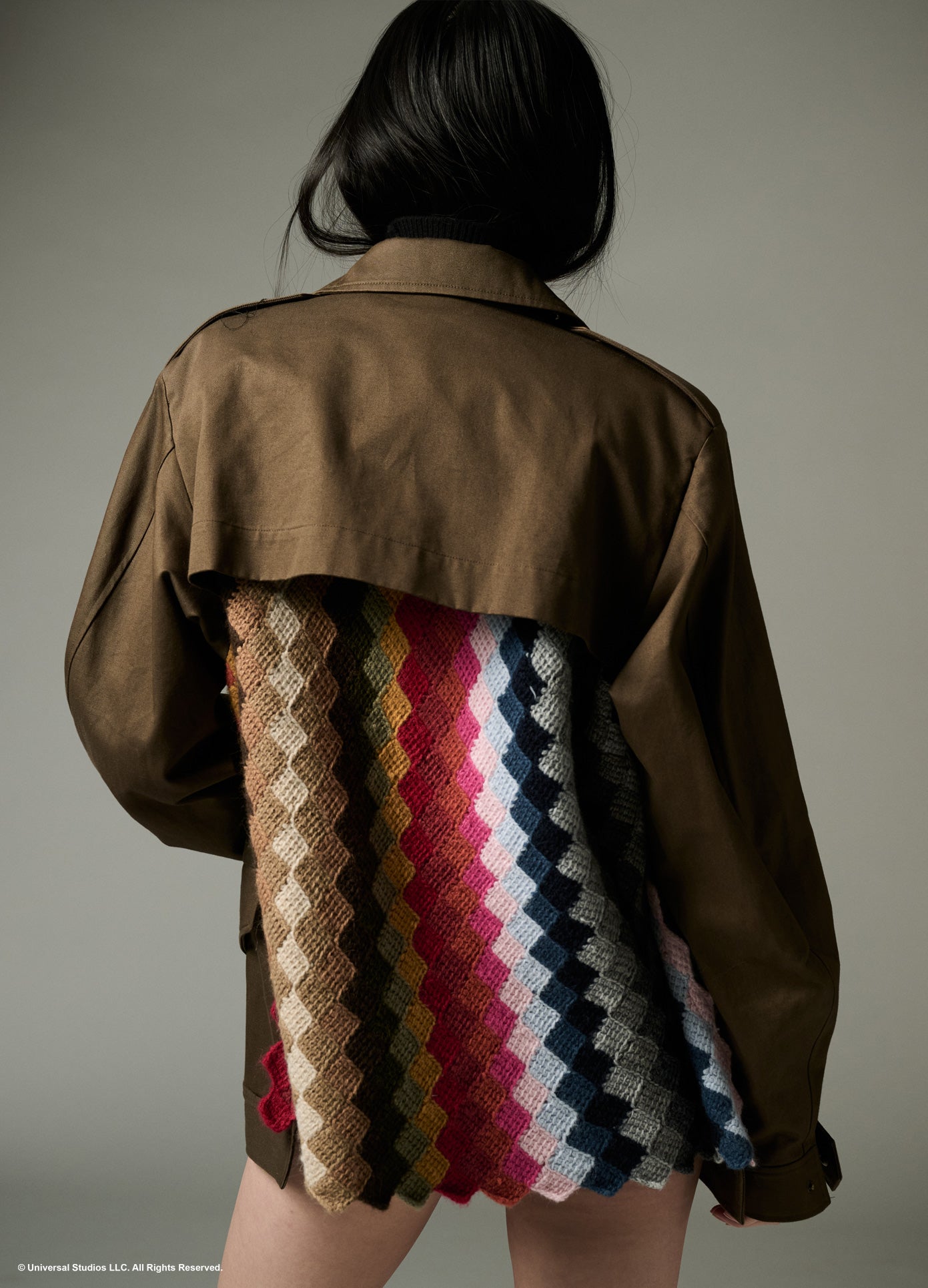 MONSE x Wicked Collaboration The Alchemy Jacket in olive on model back view