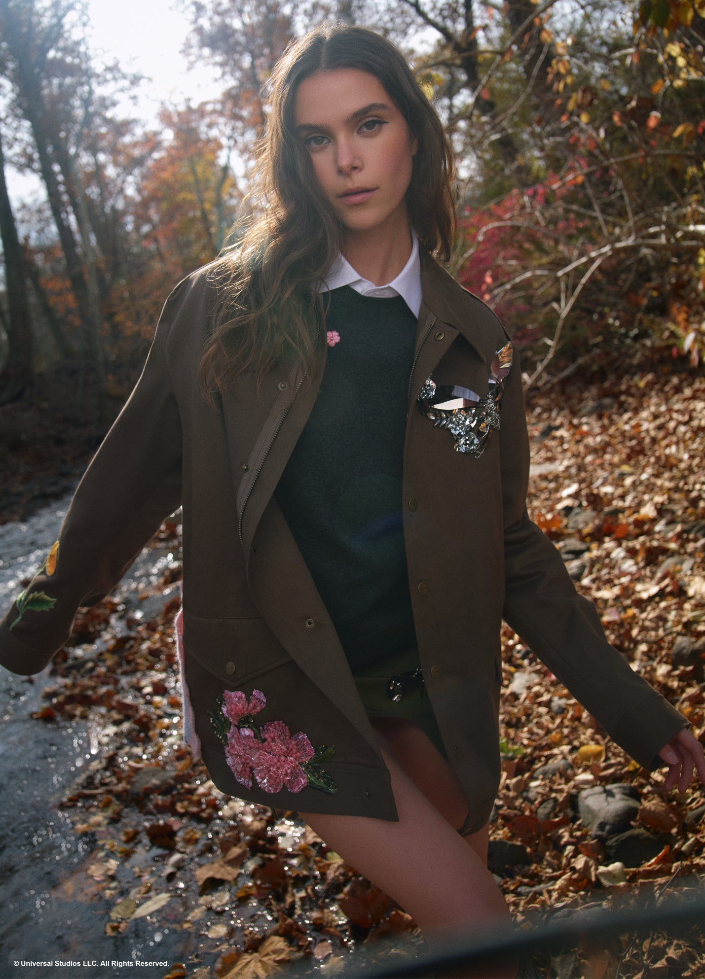 MONSE x Wicked Collaboration The Alchemy Jacket in olive on model front view lifestyle image