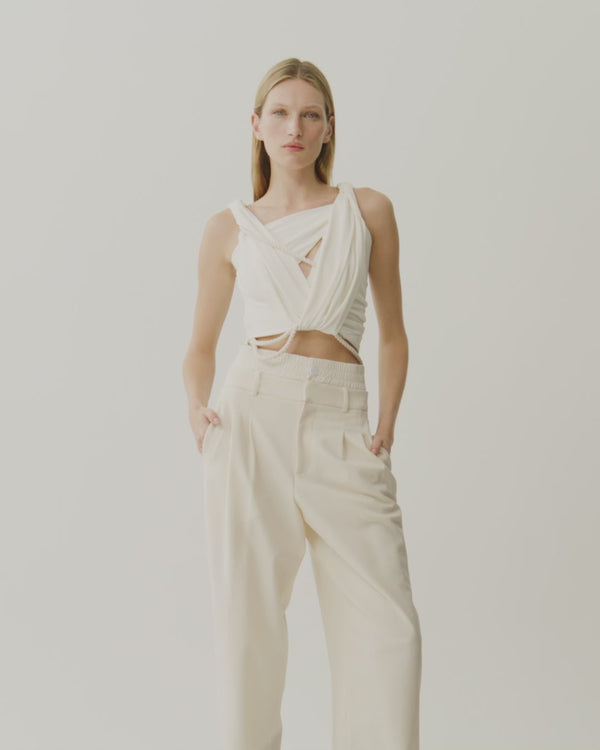 MONSE Double Waistband Trouser in Ivory video