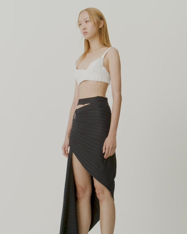 Double Waistband Asymmetrical Skirt in Midnight