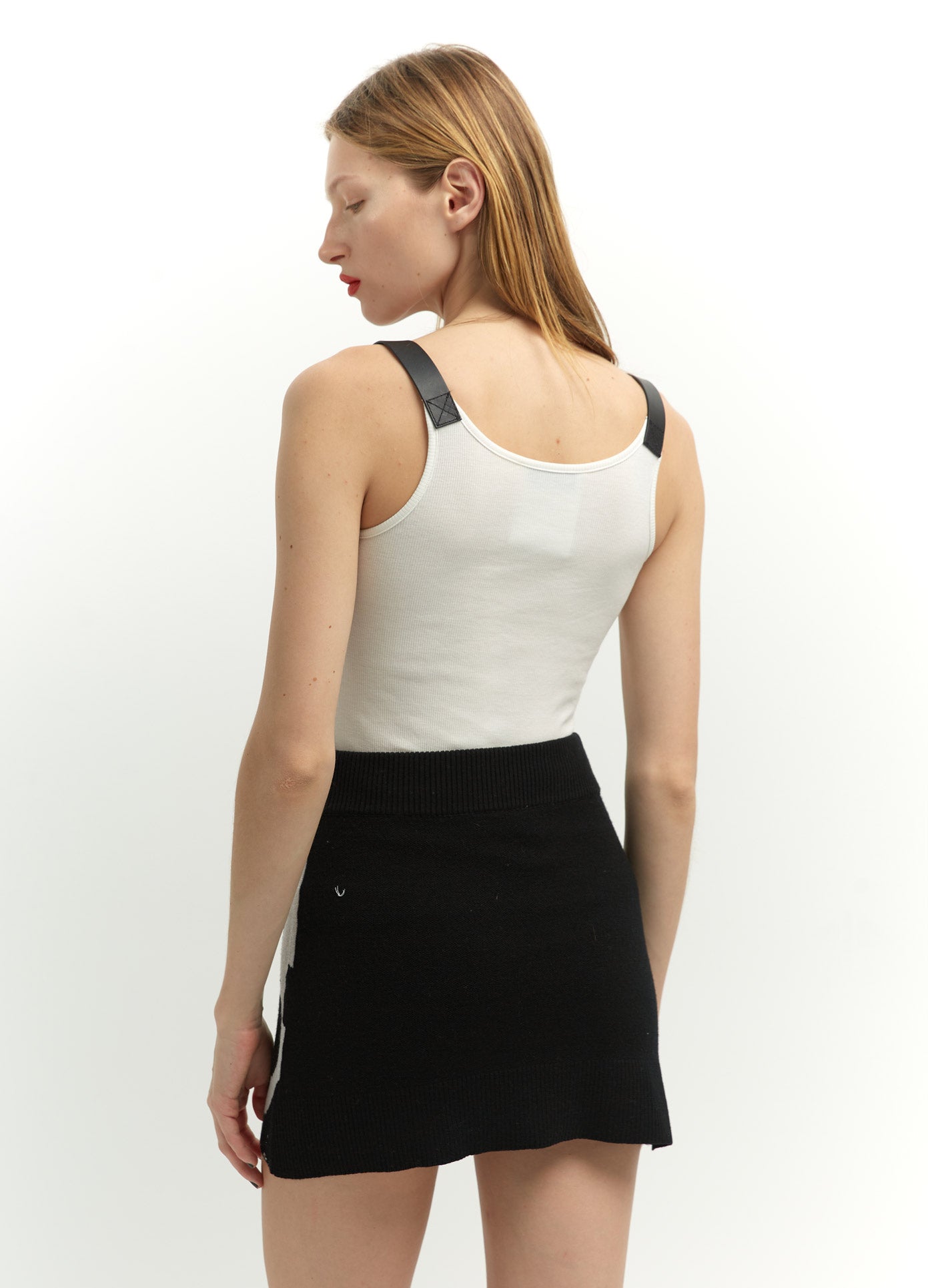 MONSE Belted Tank Top in White on Model Back View