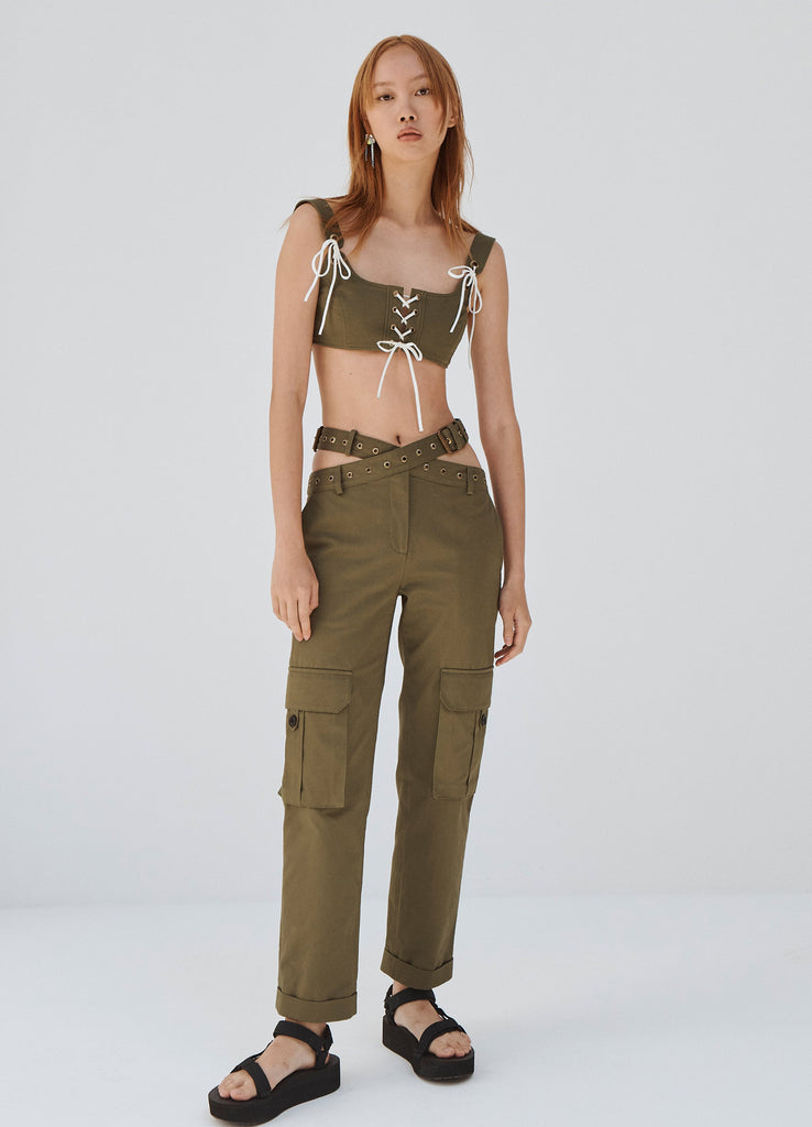 Buy Blue Cotton Plain High Ribbed Waist Crop Top With Baggy Cargo Pant For  Women by Mati Online at Aza Fashions.