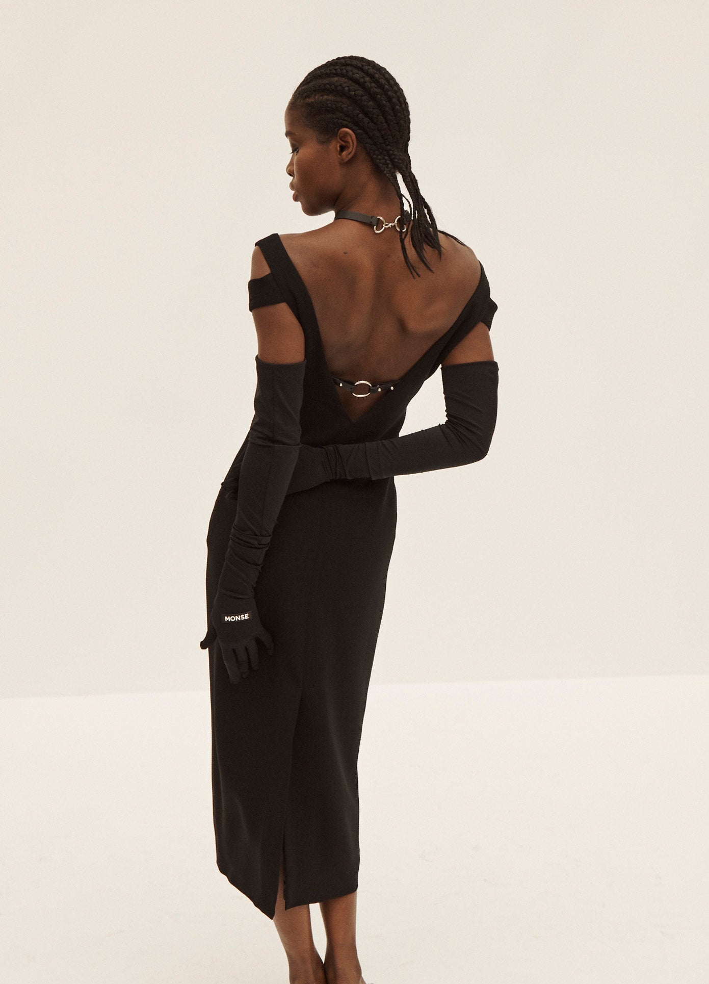 MONSE Harness Dress in Black on Model Back View