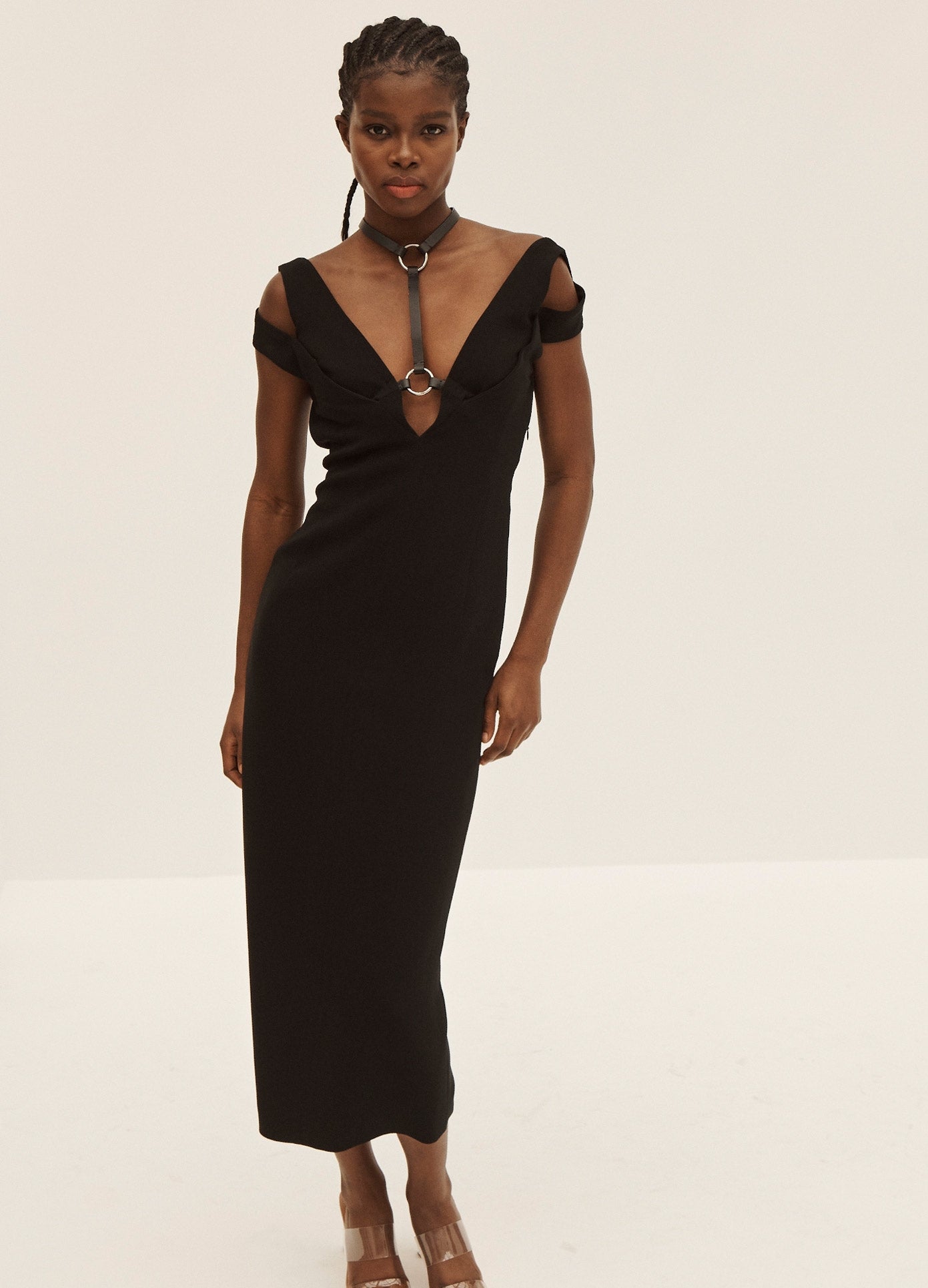 MONSE Harness Dress in Black on Model Front View