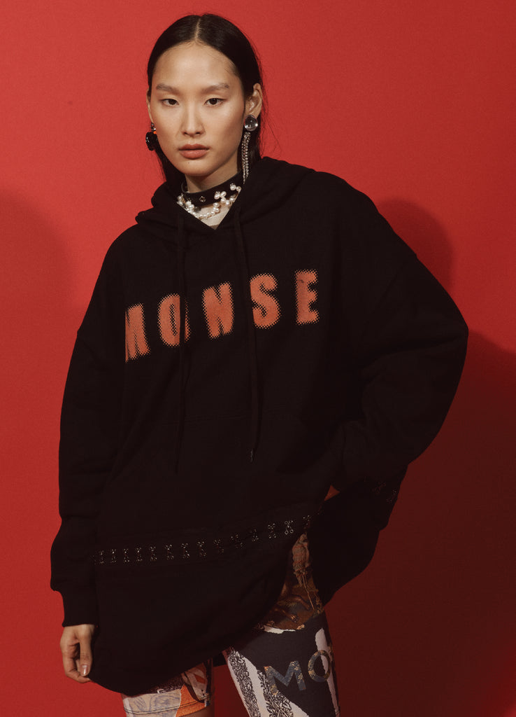 Hook and Eye Hoodie Dress in Black