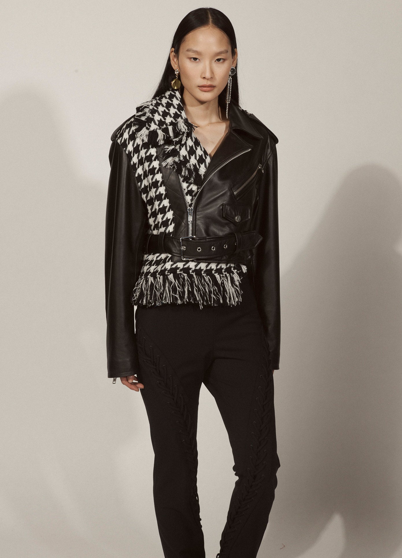MONSE Laced Trouser in Black on Model Lookbook Front View