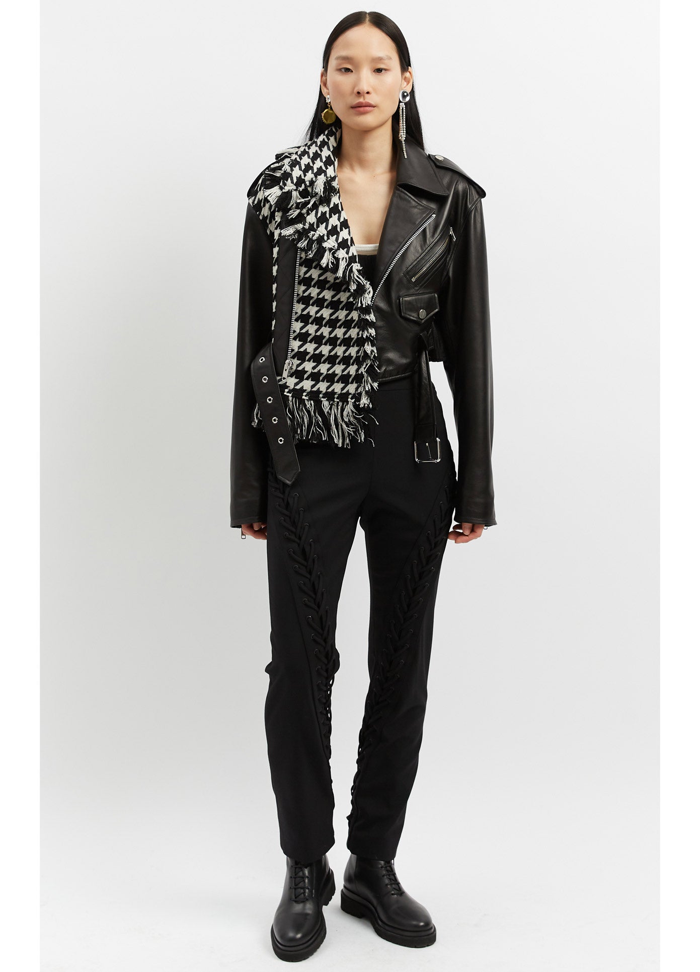 MONSE Laced Trouser in Black on Model Full Front View