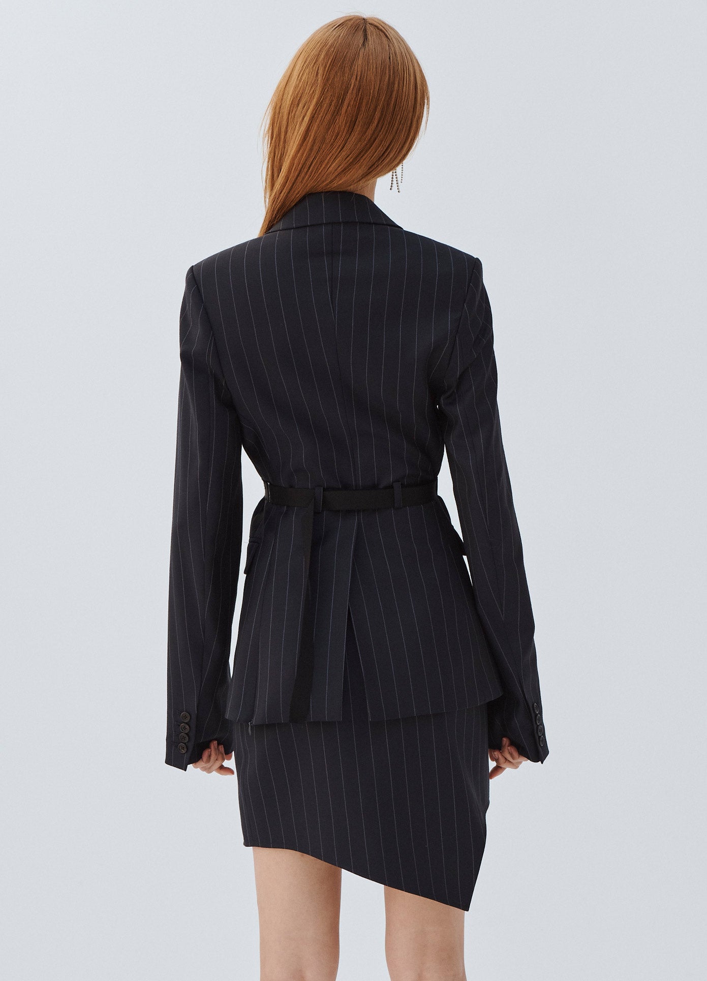 MONSE Laced Up Blazer in Midnight on Model Back View