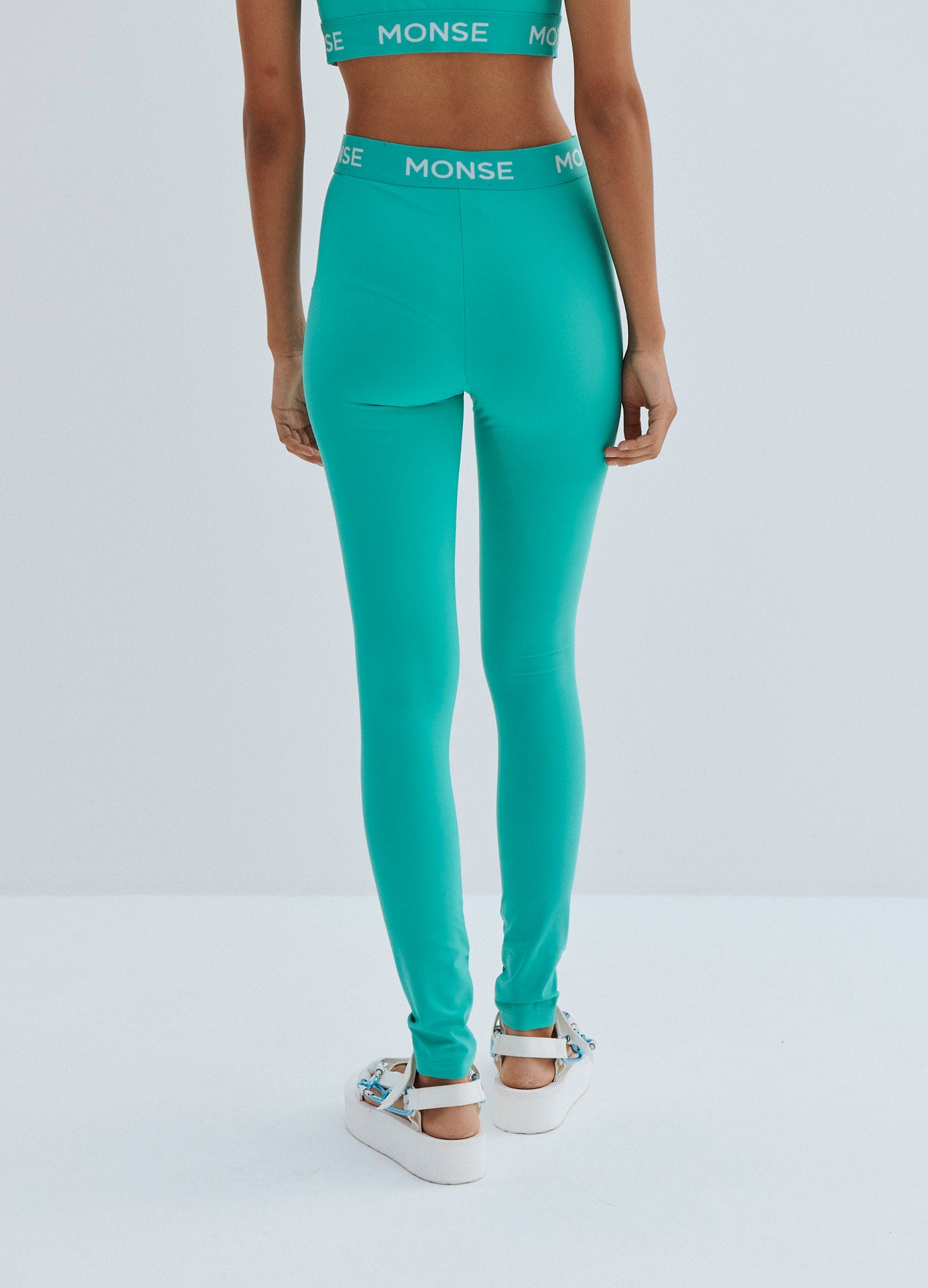 MONSE Logo Leggings in Jade on Model Back View