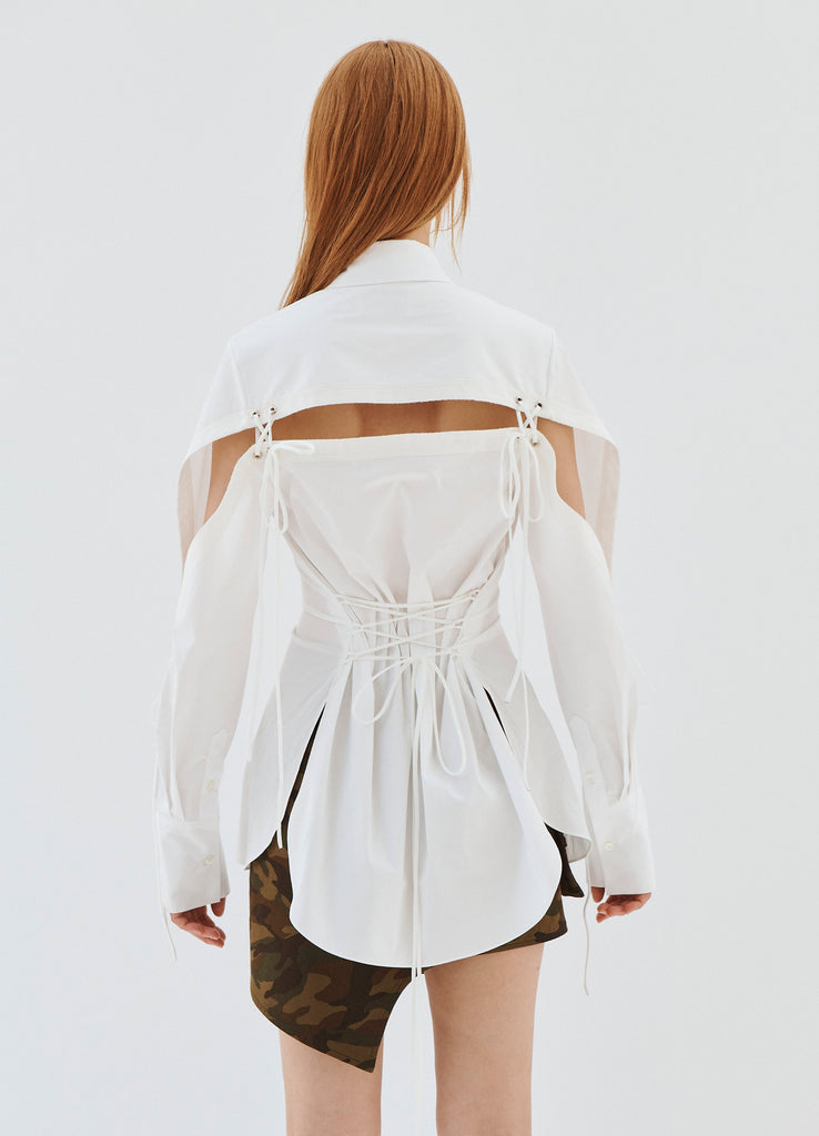 Stradivarius corset detail shirt in white