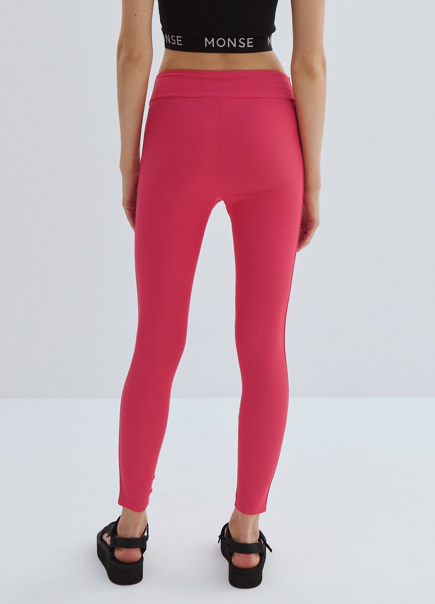 MONSE Side Logo Leggings in Raspberry on Model Back View