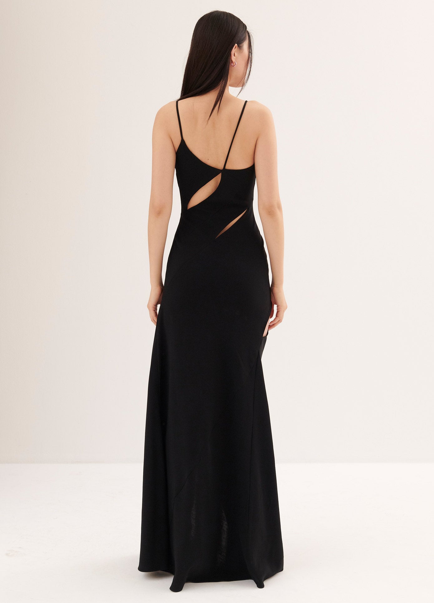 MONSE Slip Dress in Black on Model Full Back View