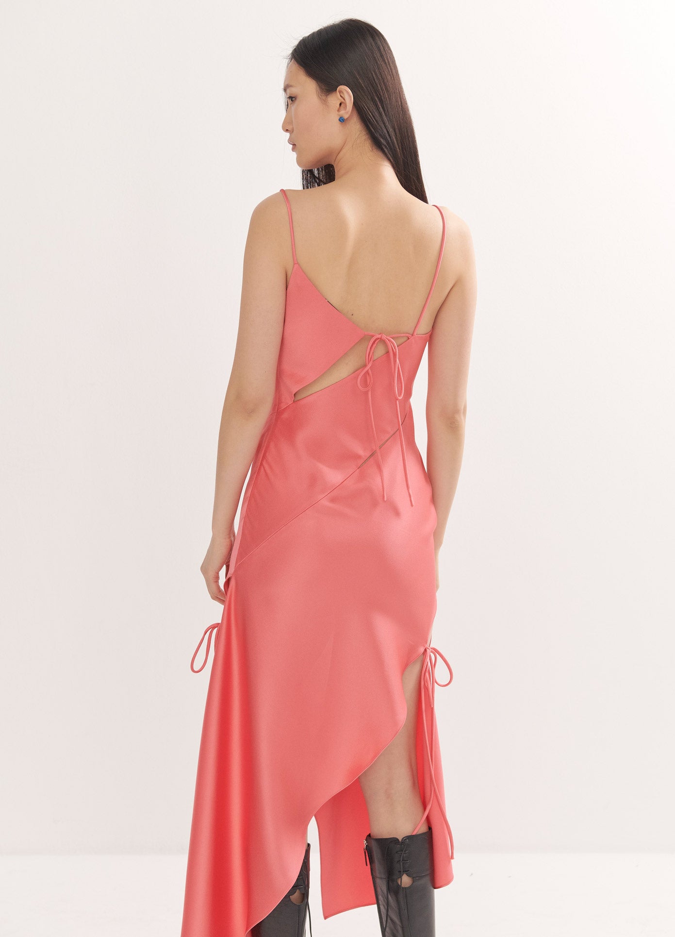 MONSE Slip Dress in Watermelon on Model Full Back View