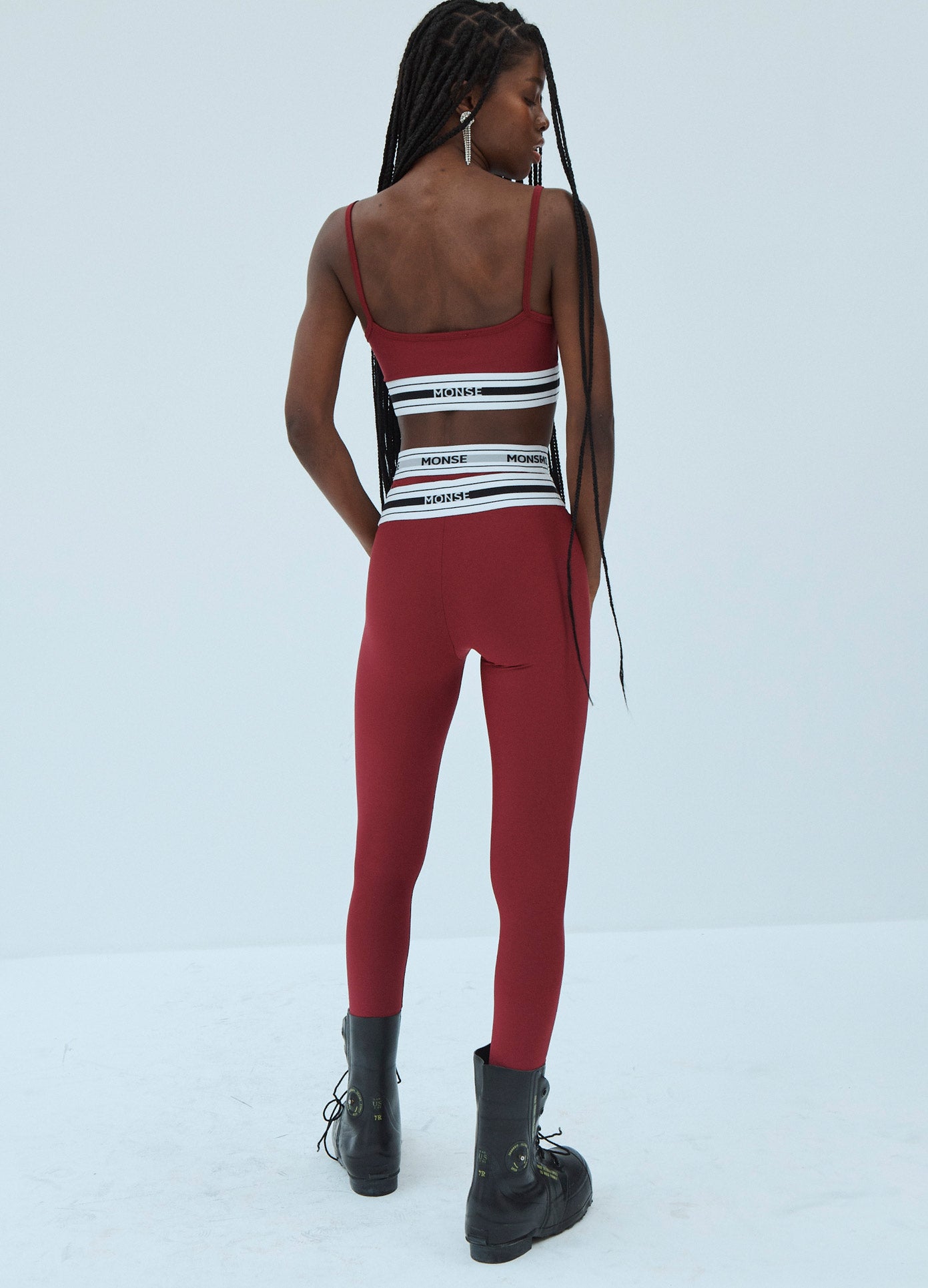 MONSE Sports Bra in Ruby on Model Back View