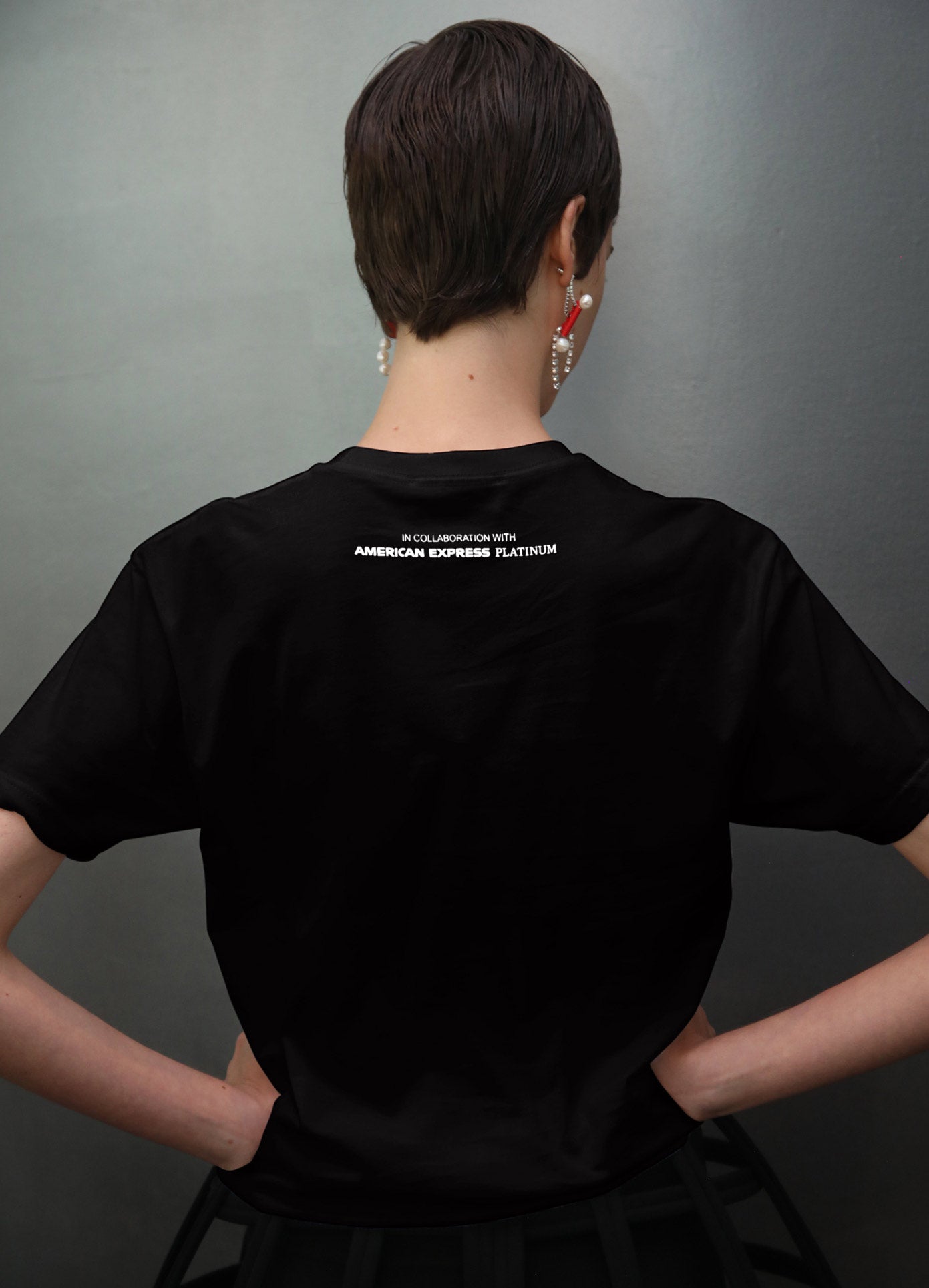 MONSE Ugly Radish X AMEX T-Shirt in Black on Model Back View