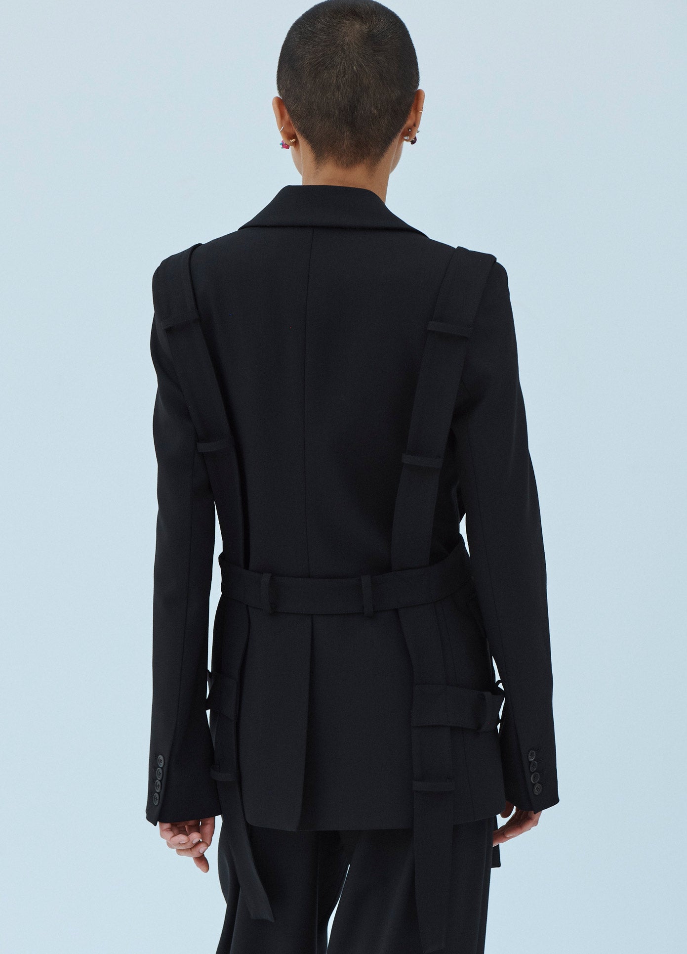 MONSE WB Detail Jacket in Black on Model Back View